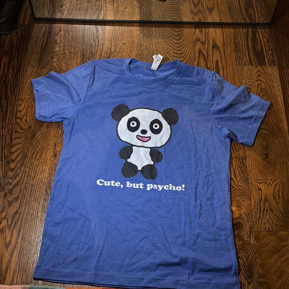 Blue and Black Panda Graphic Short Sleeve Tee